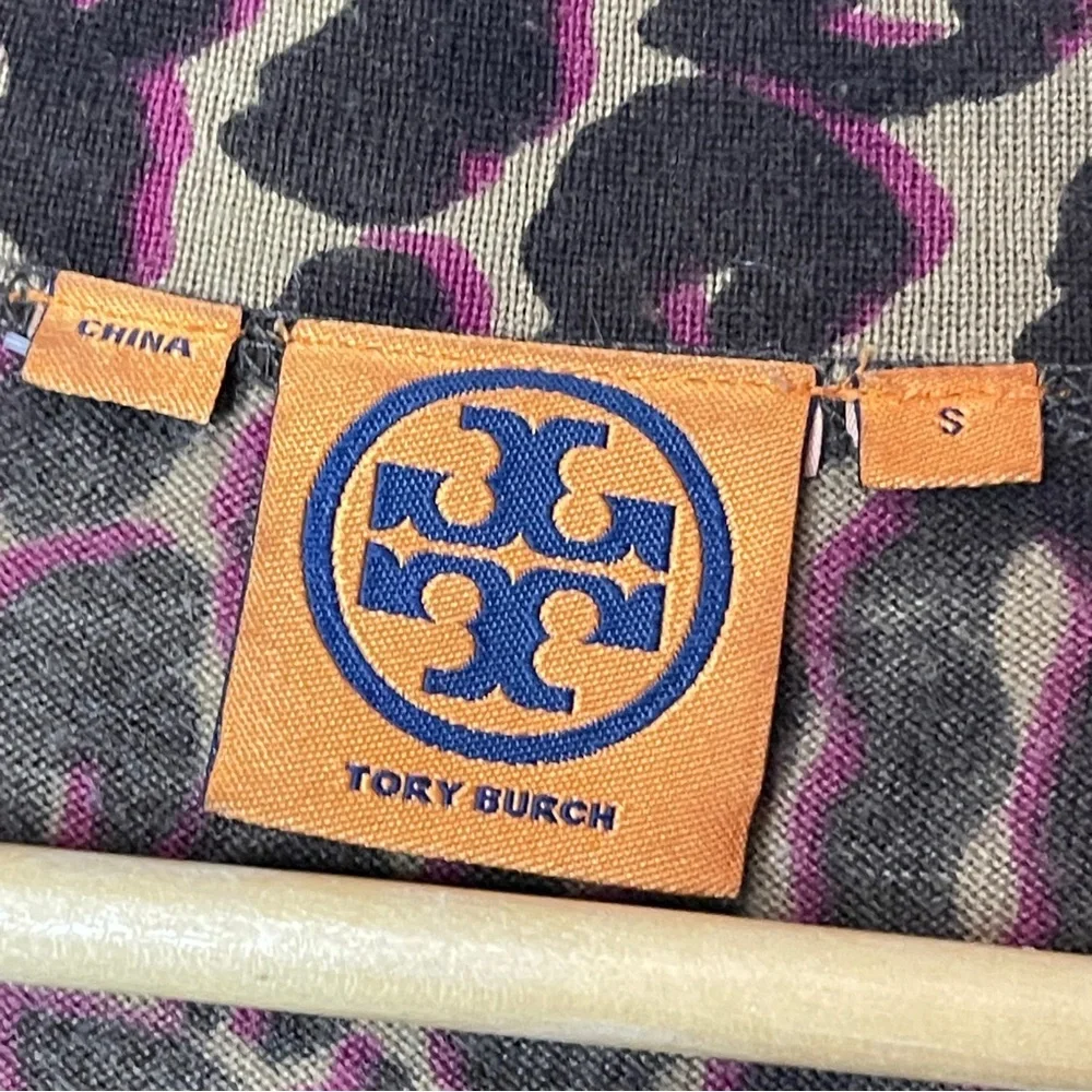 TORY BURCH Lightweight Merino Wool Leopard Print Button-Up Cardigan, Small‎
